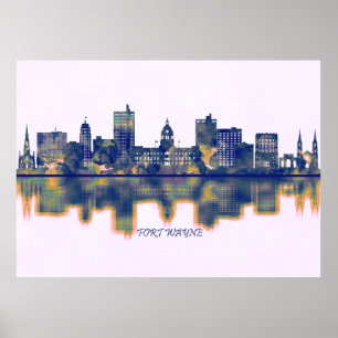 Fort Wayne Skyline Poster