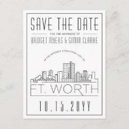 Fort Wort Wedding | Stilisierte Skyline Save the D Postkarte
