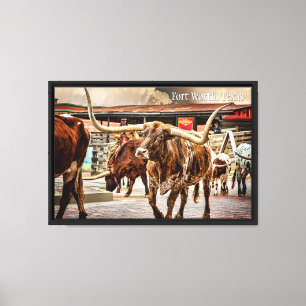 Fort Worth Cattle Drive, Longhorn Leinwanddruck