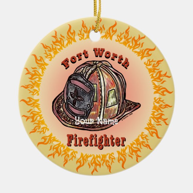 Fort Worth Feuerwehrschmuck Keramik Ornament (Vorne)
