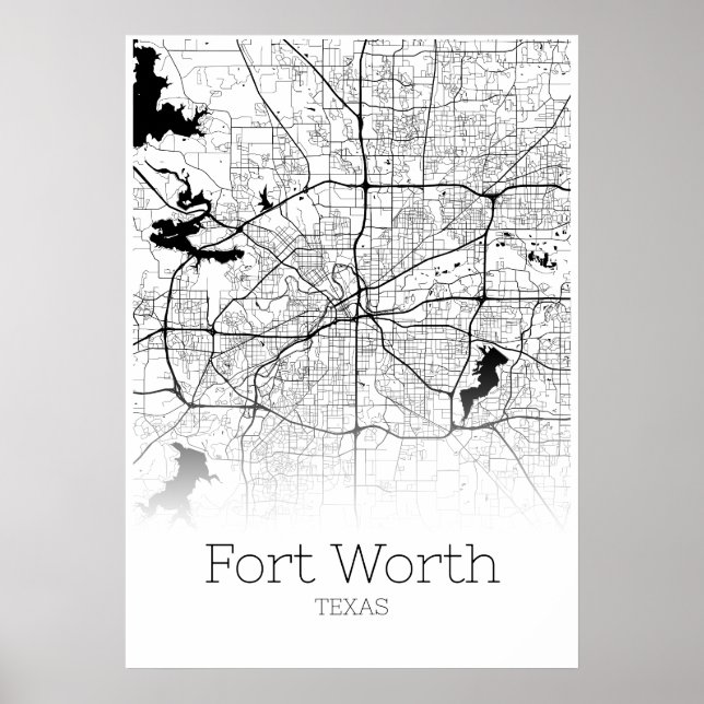 Fort Worth Map - Texas - City Map Poster (Vorne)