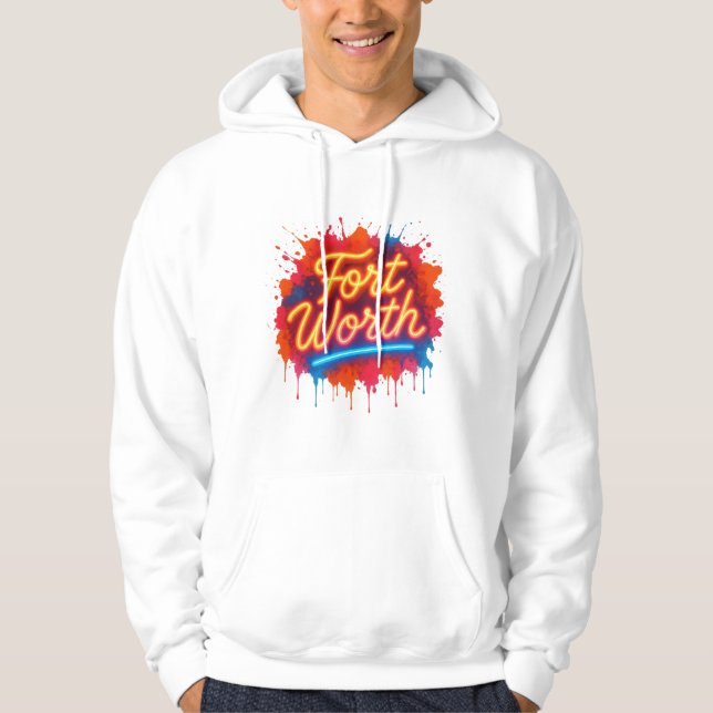 Fort Worth Neon Street Art Splash Design Hoodie (Vorderseite)