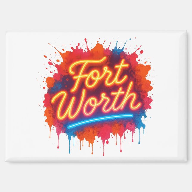 Fort Worth Neon Street Art Splash Design Magnet (Vorderseite)