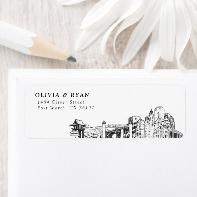 Fort Worth Skyline Moderne Rücksendeadressen-Aufkl (Insitu)