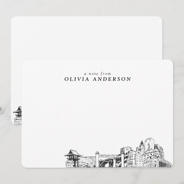 Fort Worth Skyline Sketch Personalisierte Mitteilu Mitteilungskarte (Vorne/Hinten)