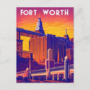 Fort Worth, Stadt in lebendigen Farben, Reise Postkarte