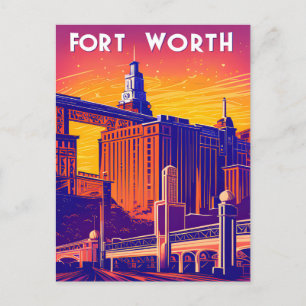 Fort Worth, Stadt in lebhaften Farben, Reisen Postkarte