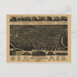 Fort Worth, Texas Birds Eye View 1886 Postkarte