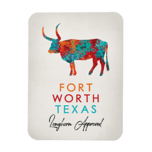 Fort Worth Texas buntes Longhorn Magnet