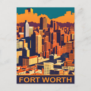 Fort Worth, Texas, City Skyline, Travel Postkarte