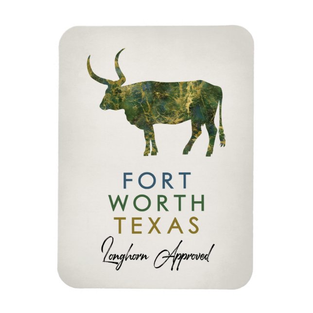 Fort Worth Texas Dark Marble Magnet (Vertikal)