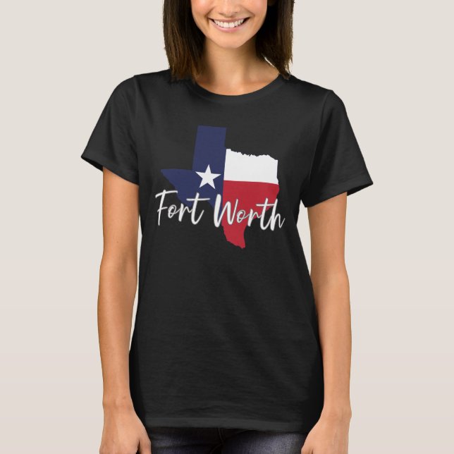 Fort Worth, Texas Flag Karte Frauen schwarz T-Shirt (Vorderseite)