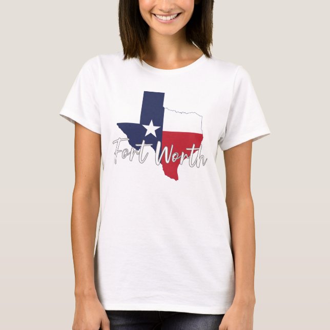 Fort Worth, Texas Flag Karte Frauen weiß T-Shirt (Vorderseite)