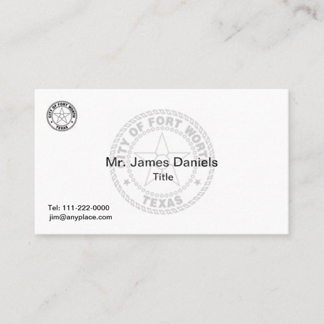 Fort Worth Texas Great Siegel Visitenkarte (Vorderseite)