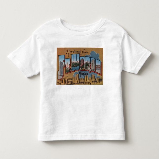 Fort Worth, Texas - große Buchstabe-Szenen Kleinkind T-shirt (Vorderseite)