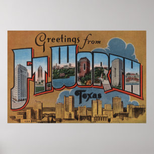Fort Worth, Texas - große Buchstabe-Szenen Poster