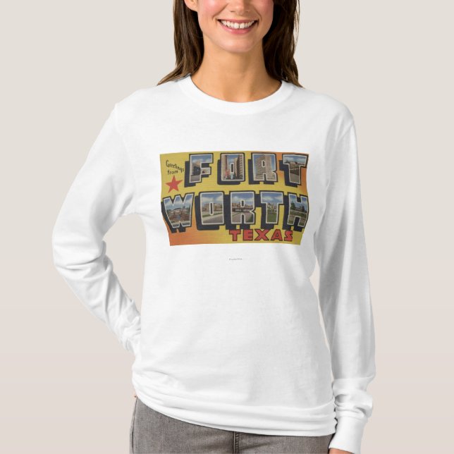 Fort Worth, Texas - große Buchstabe-Szenen T-Shirt (Vorderseite)