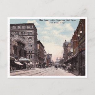 Fort Worth, Texas, Main Street Vintag Postkarte