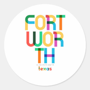 Fort Worth Texas Mid Century, Pop Art, Runder Aufkleber