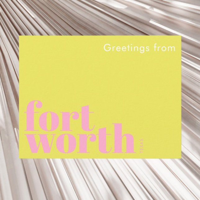 Fort Worth Texas modern rosa gelb  Postkarte (Von Creator hochgeladen)