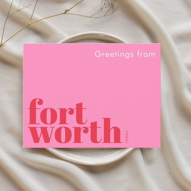 Fort Worth Texas modern rosa rot Postkarte (Von Creator hochgeladen)