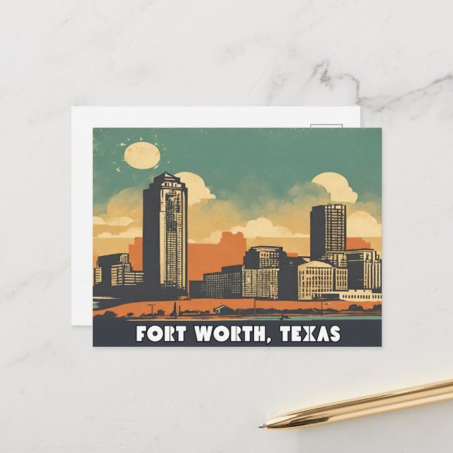 Fort Worth, Texas Postkarte (Vorderseite/Rückseite Beispiel)