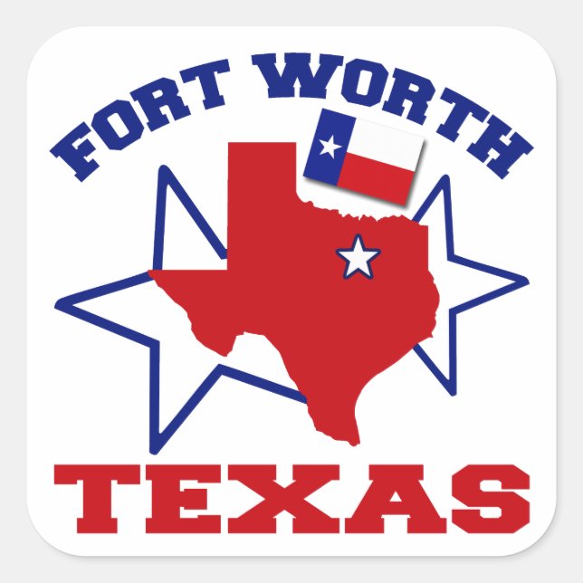 Fort Worth, Texas Quadratischer Aufkleber (Vorderseite)