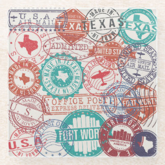 Fort Worth Texas: Reise Briefmarke. Glasuntersetzer