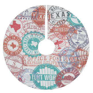Fort Worth Texas: Reise Briefmarke. Polyester Weihnachtsbaumdecke