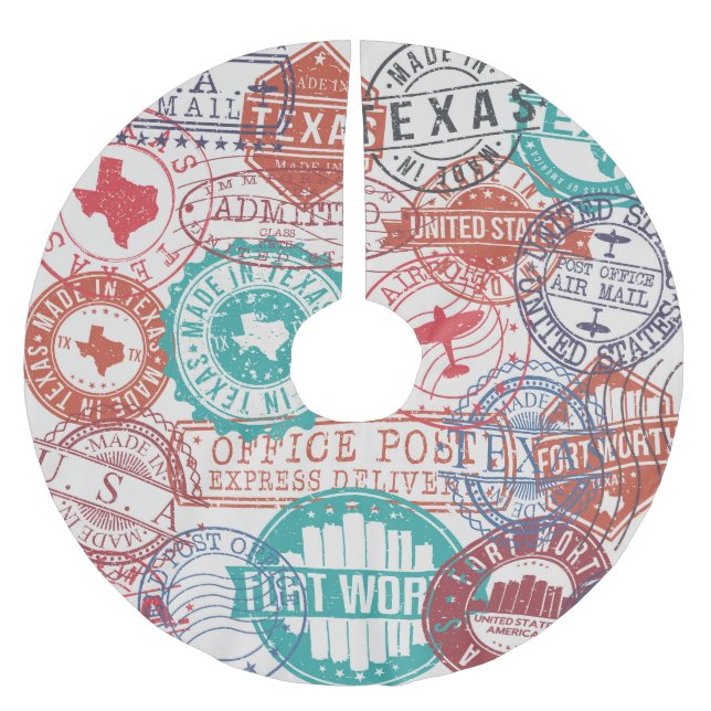 Fort Worth Texas: Reise Briefmarke. Polyester Weihnachtsbaumdecke (Vorderseite)