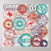 Fort Worth Texas: Reise Briefmarke.