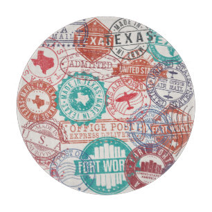 Fort Worth Texas: Reise Briefmarke. Schneidebrett