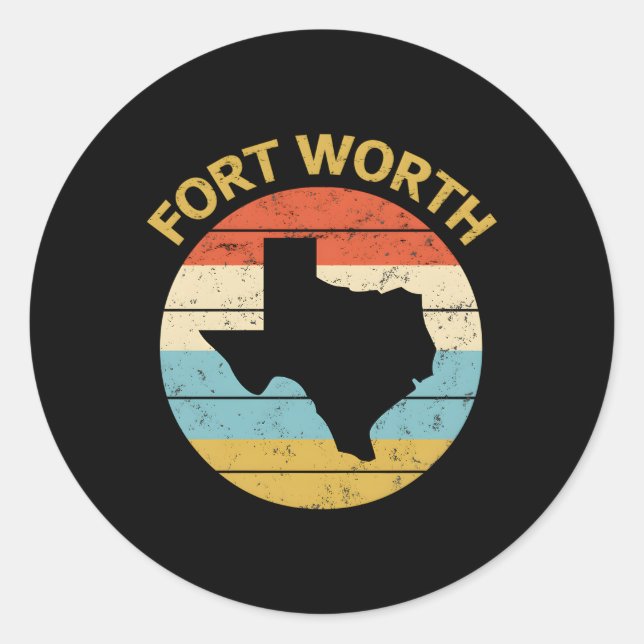 Fort Worth Texas Runder Aufkleber (Vorderseite)