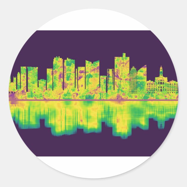 Fort Worth Texas Skyline Runder Aufkleber (Vorderseite)