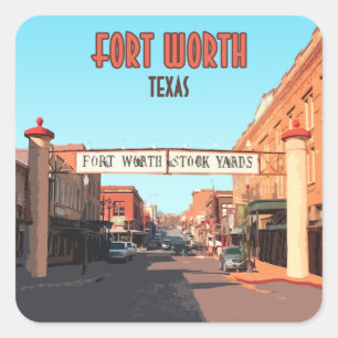 Fort Worth Texas Stock Yards Vintag Quadratischer Aufkleber