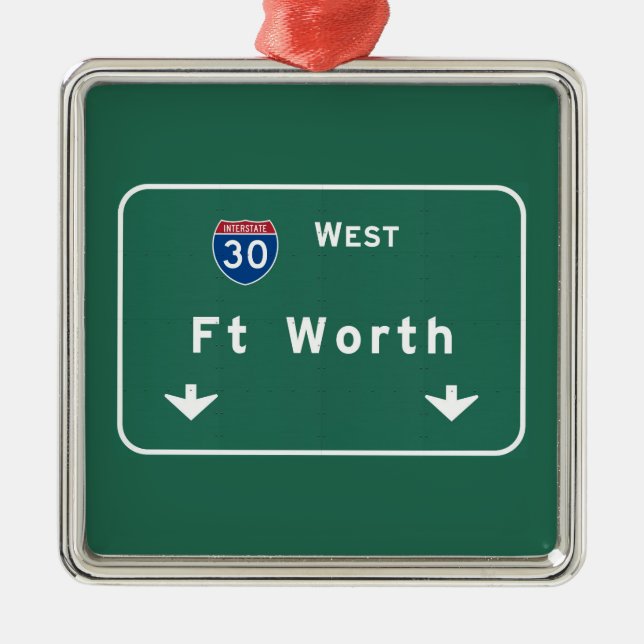 Fort Worth Texas tx Autobahn-Autobahn: Silbernes Ornament (Vorne)