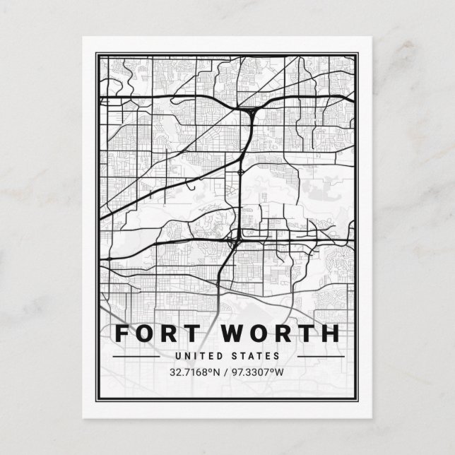 Fort Worth Texas USA Travel City Map Poster Postkarte (Vorderseite)