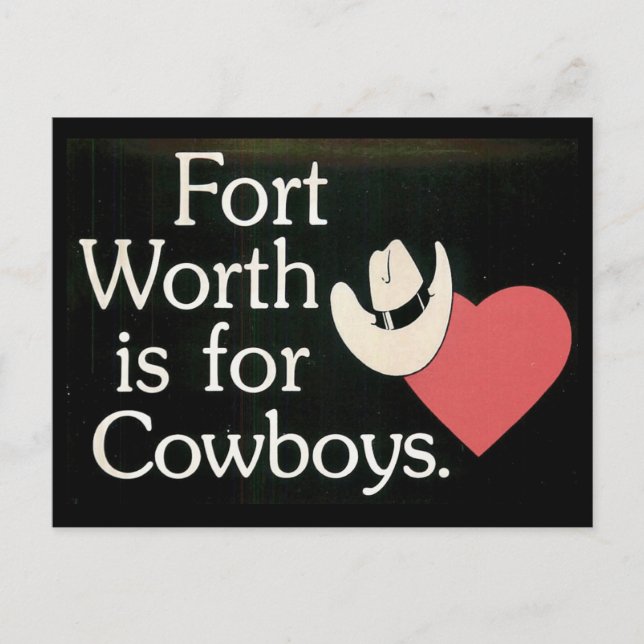 Fort Worth TX Cowboy Postkarte (Vorderseite)