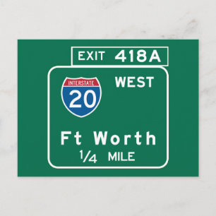 Fort Worth, TX Road Sign Postkarte