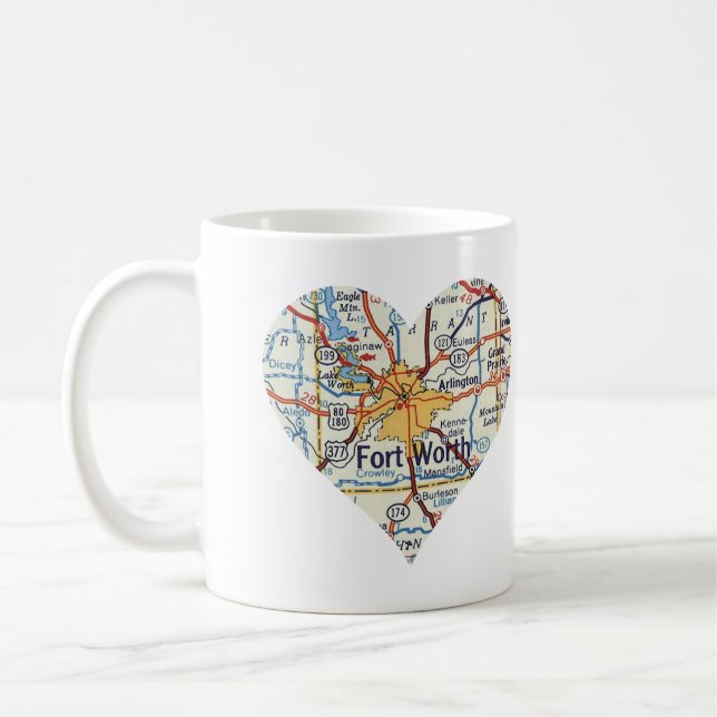 Fort Worth TX Vintag Map Kaffeetasse (Links)