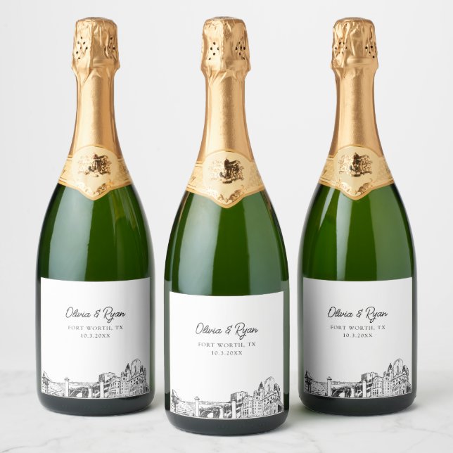 Fort Worth Wedding Personalisiert Champagne Label (Flaschen)