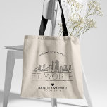 Fort Worth Wedding | Stilisierte Skyline Tragetasche<br><div class="desc">Eine einzigartige Hochzeitstasche für eine Hochzeit in der schönen Stadt Fort Worth,  Texas. In dieser Tasche wird die einzigartige Skyline der Stadt mit ihrem Namen darunter stilvoll dargestellt. Anschließend erhalten Sie Informationen zu Ihrem Hochzeitstag in einem passenden,  offenen Stil.</div>