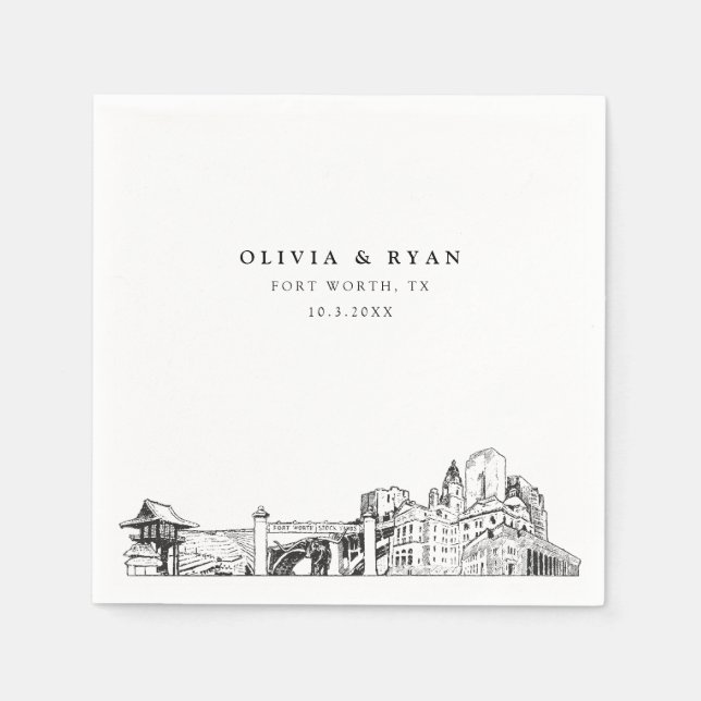 Fort Worth Wedth Paper Cocktail Napkin Serviette (Vorderseite)
