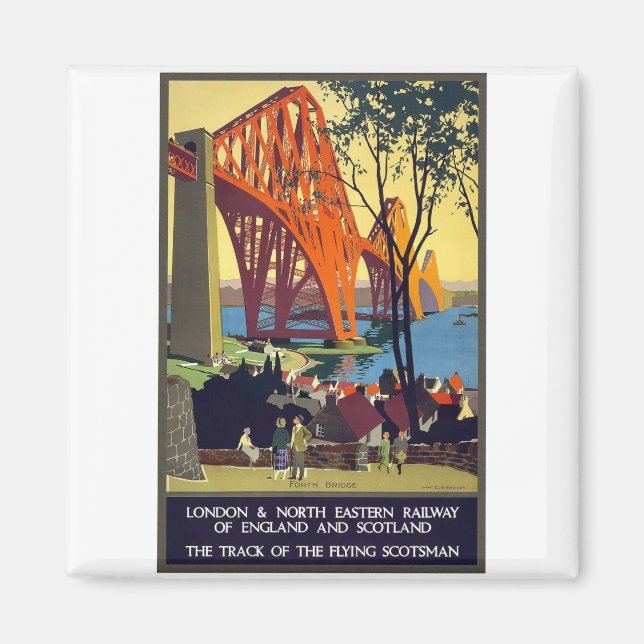 Forth Bridge - Vintage Reiseposter Kunst Magnet (Vorne)
