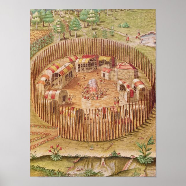 Fortified Indian Village, from 'Brevis Poster (Vorne)