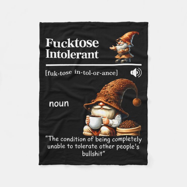 Fortose Intolerant Definition Funny Gnome Coffee  Fleecedecke (Vorderseite)
