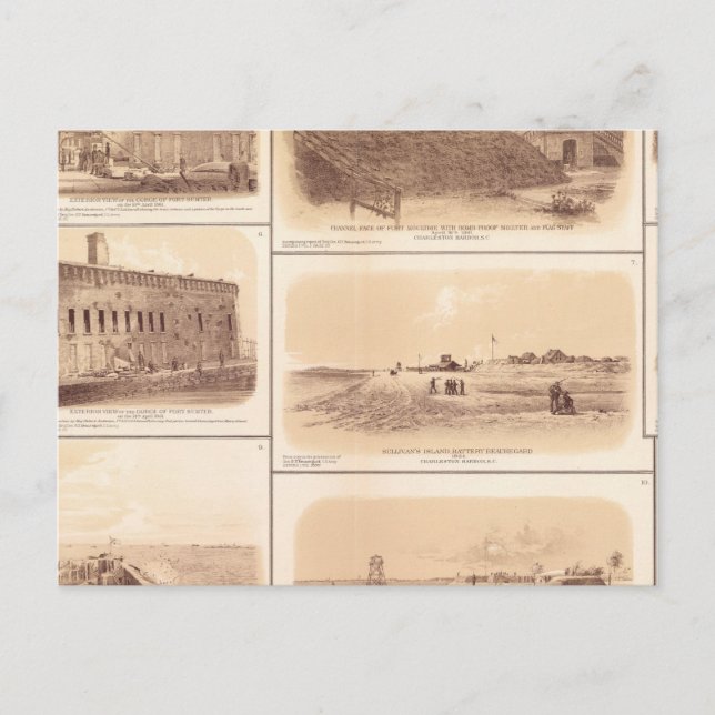 Forts Sumter & Moultrie, Insel Sullivan Postkarte (Vorderseite)
