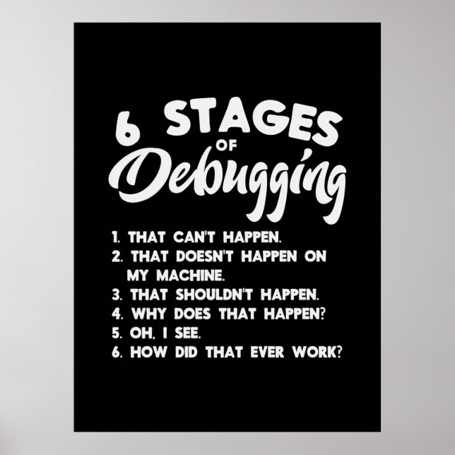 Fortschritt 6 Bühnen des Debuggens Poster (Vorne)