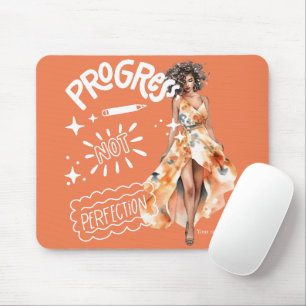 Fortschritt nicht Perfektion elegante Geschäftsfra Mousepad