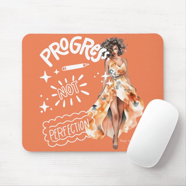 Fortschritt nicht Perfektion elegante Geschäftsfra Mousepad (Mit Mouse)